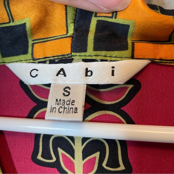 CAbi Silk Tunic Shirt Blouse Tie Waist V-neck 3/4 Sleeve  Womens Small Boho - Picture 5 of 11